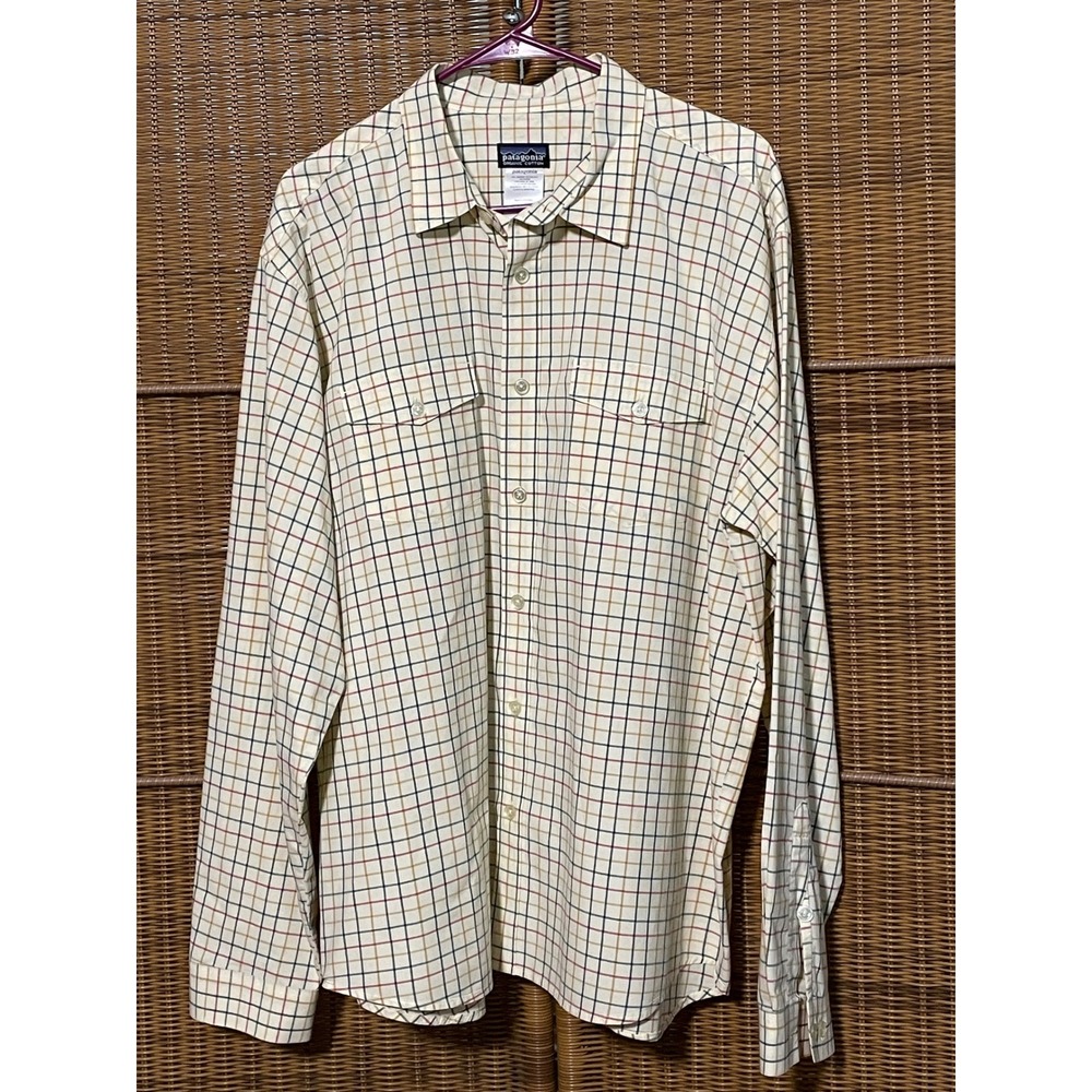 Patagonia Mens Large Organic Cotton Tattersall Check Long Sleeve Button Down